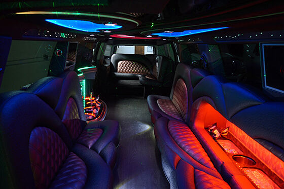 Comfortable seats in limo
